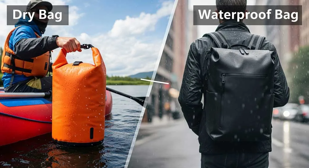 Kiezen tussen een droge tas en een waterdichte tas