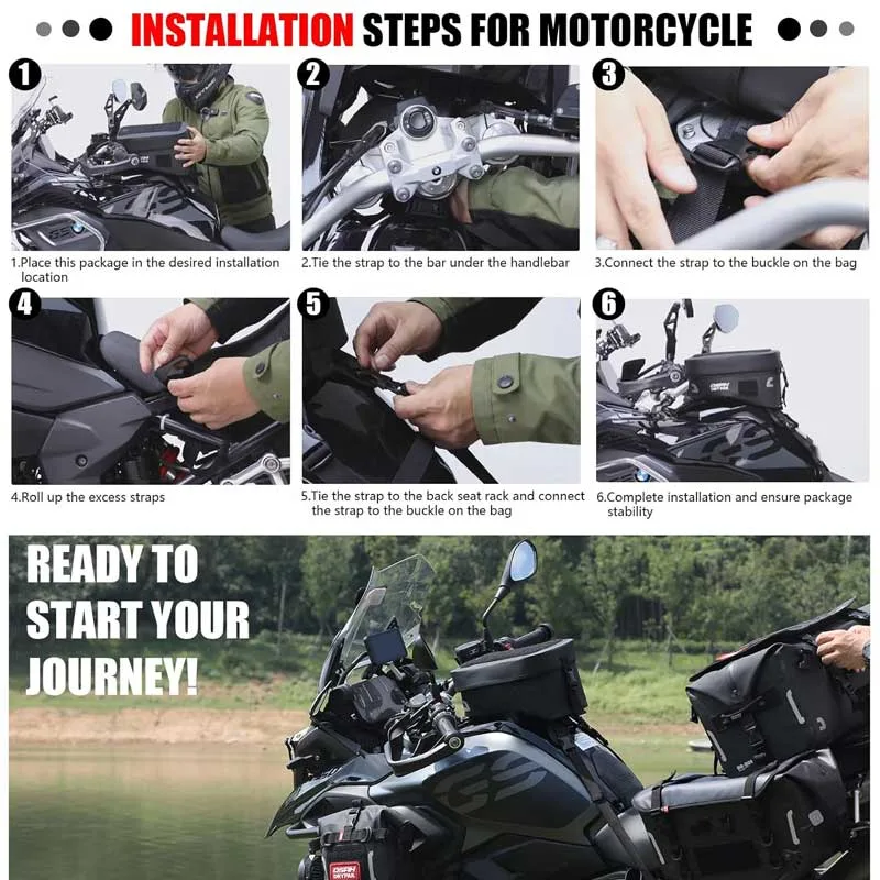 Sacoche de réservoir étanche en TPU pour moto