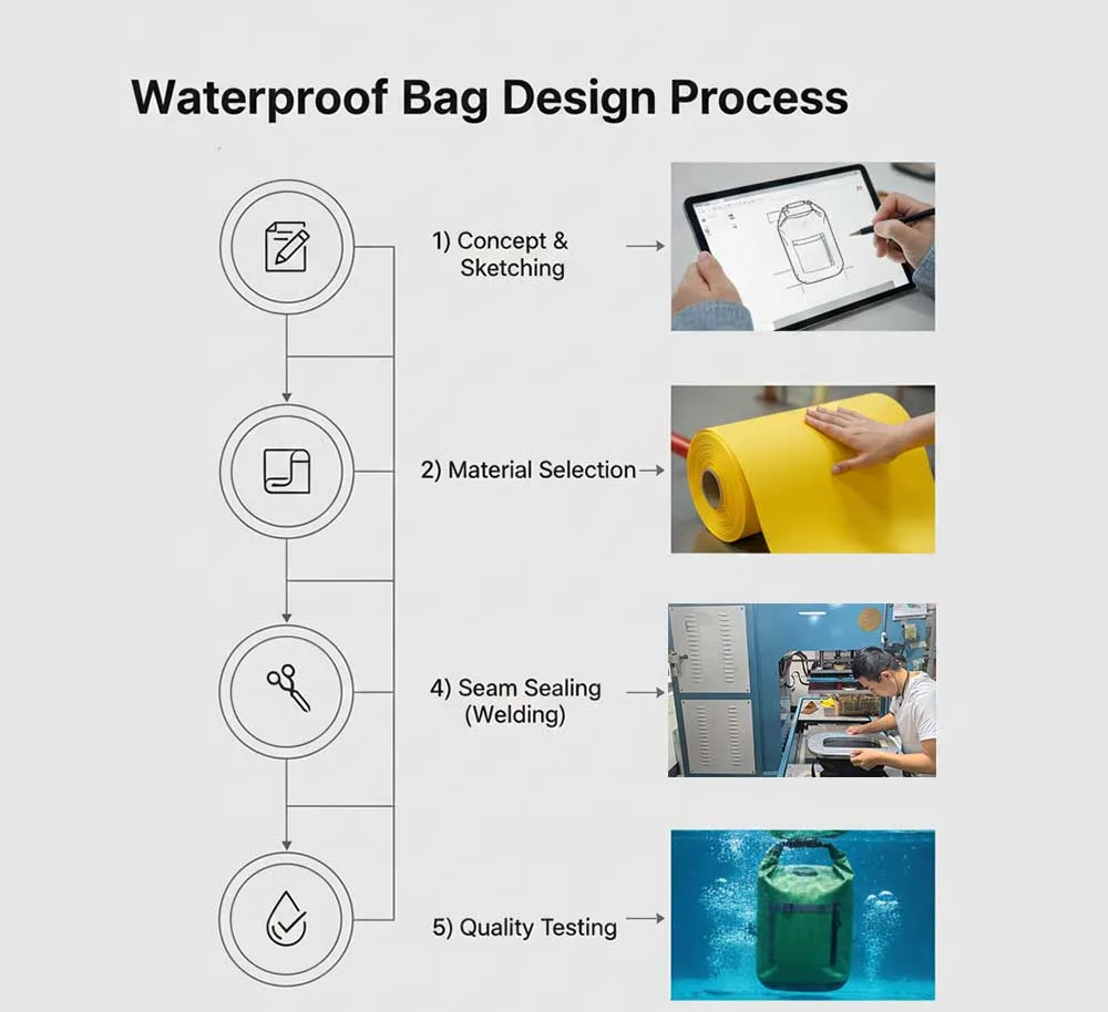 Comment fabriquer des sacs étanches : le guide le plus récent pour 2026 4 Processus de conception d'un sac étanche