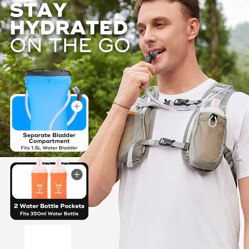 Lightweight Running Hydration Vest - 5L Capacity with 1.5L Bladder Compatibility