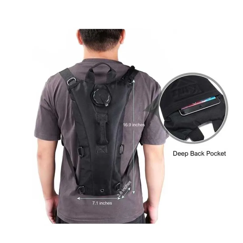 Mochila ligera para agua corriente de 3 l, hidratación, 800 D, tela Oxford