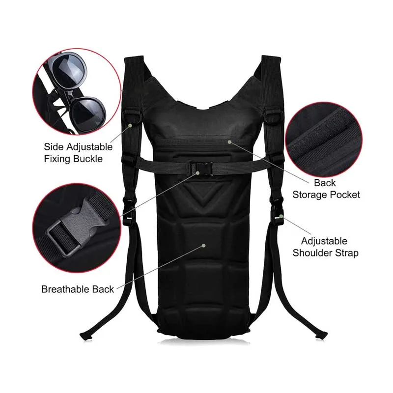 Mochila ligera para agua corriente de 3 l, hidratación, 800 D, tela Oxford