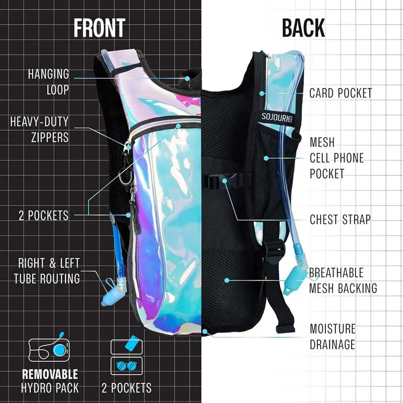 Mochila Hydro Pack divertida y ligera con depósito de 2 l sin BPA
