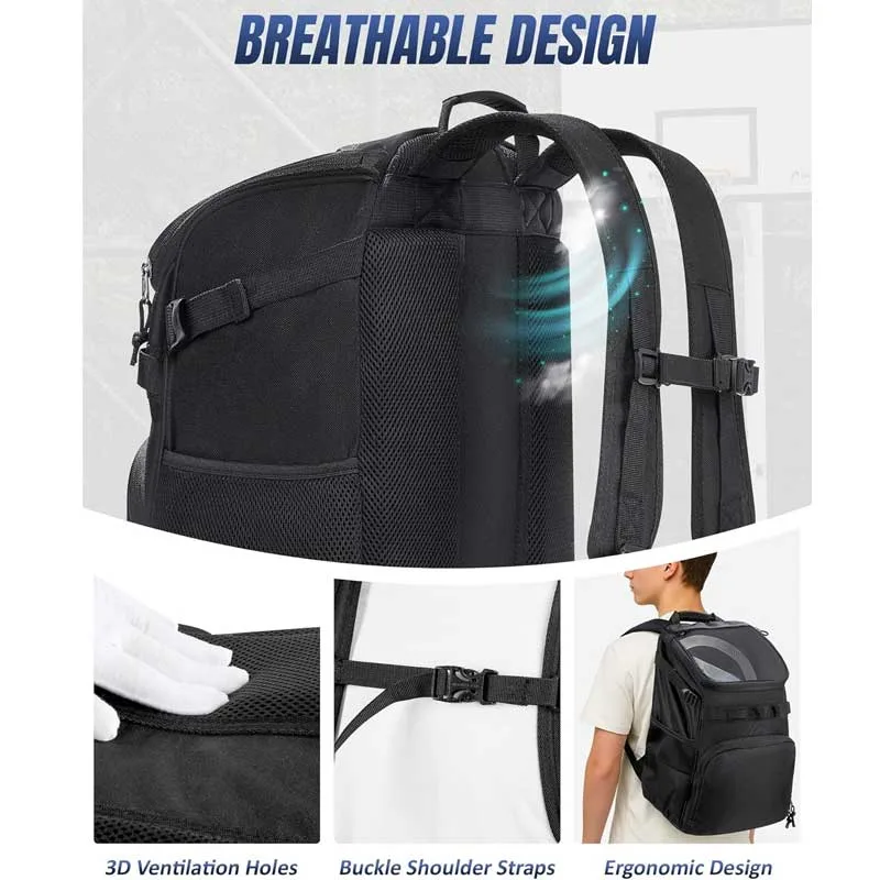 Mochila de baloncesto resistente con compartimento para balones y espalda transpirable 3D