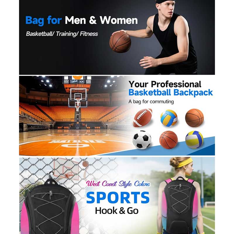 Wholesale Basketball Backpack with Ball Holder - 900D & Dry/Wet Separation