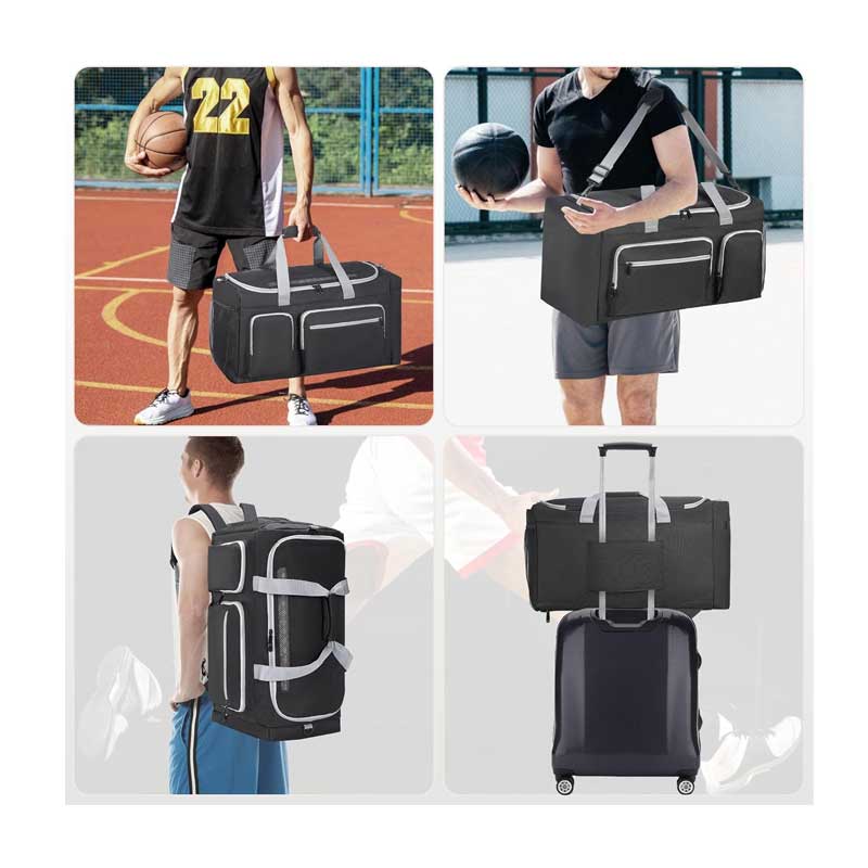 3-Way Carry & Shoe Dividers Multi-Functional Basketball Duffel Backpack