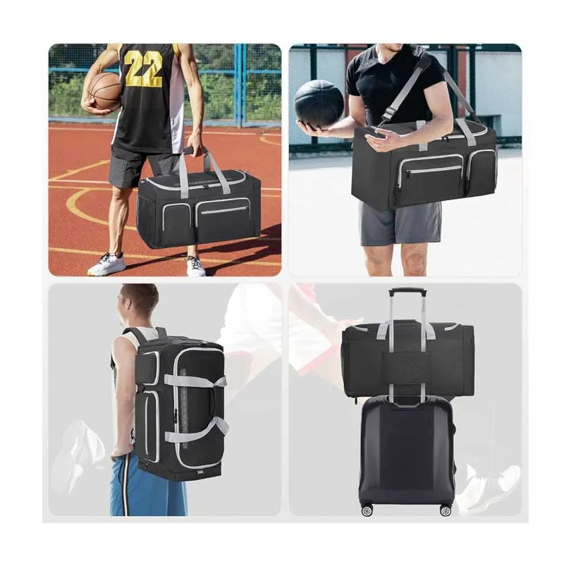 Mochila multifuncional tipo duffel para baloncesto con 3 compartimentos y separadores para zapatos