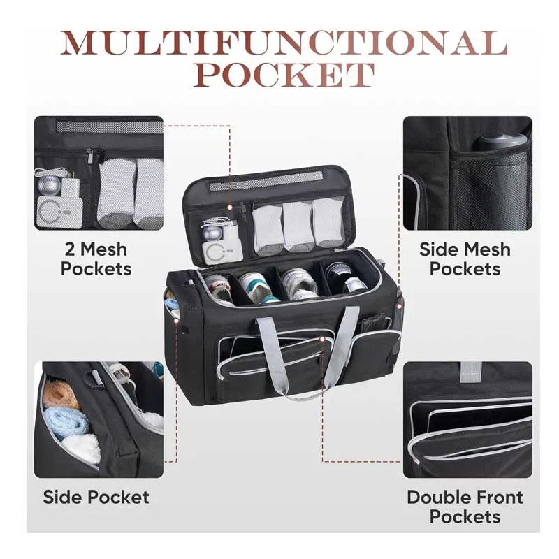Mochila multifuncional tipo duffel para baloncesto con 3 compartimentos y separadores para zapatos