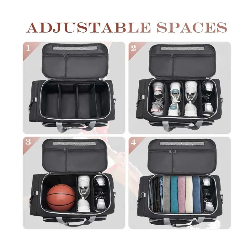 Mochila multifuncional tipo duffel para baloncesto con 3 compartimentos y separadores para zapatos