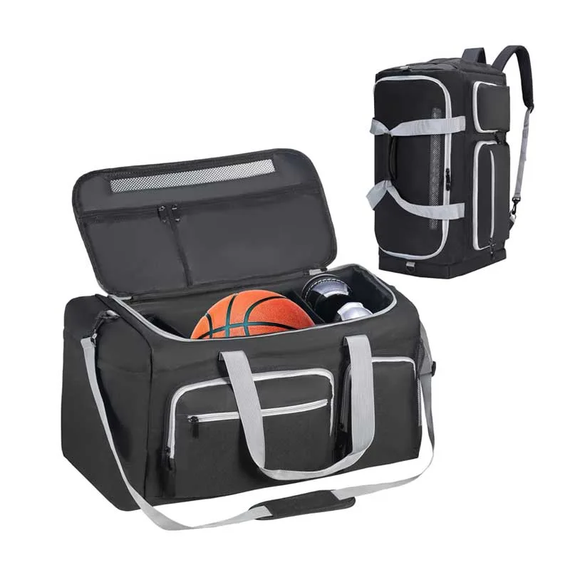 Mochila multifuncional tipo duffel para baloncesto con 3 compartimentos y separadores para zapatos