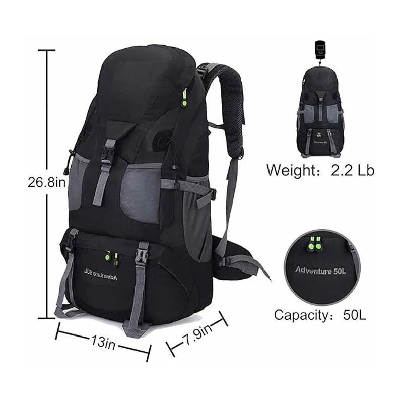 Mochila de camping ligera de 50 litros