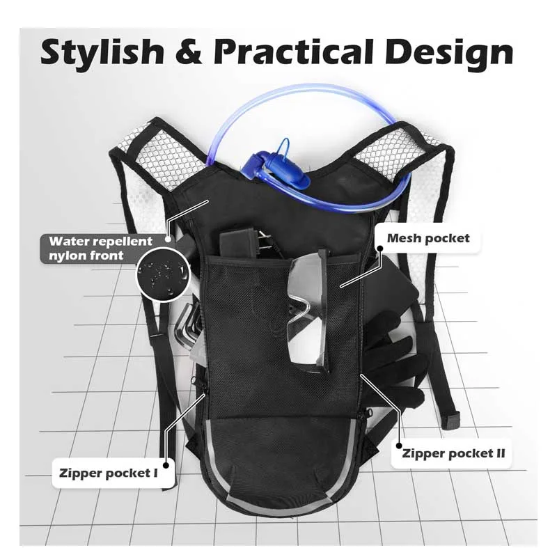 Mochila de hidratación ultraligera de 2 litros