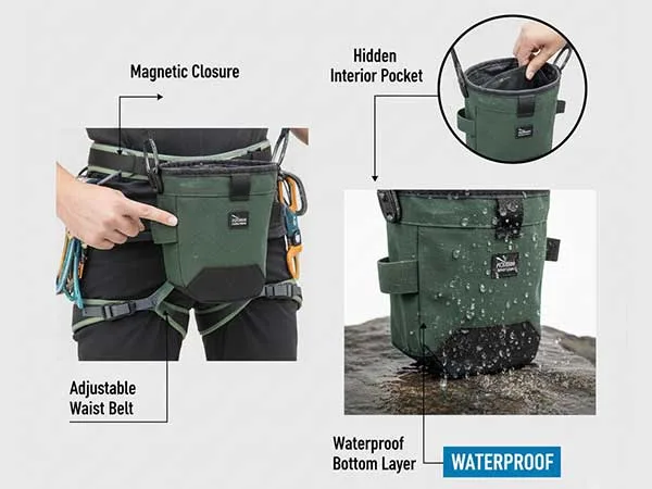 Bolsa de magnesio con accesorios funcionales