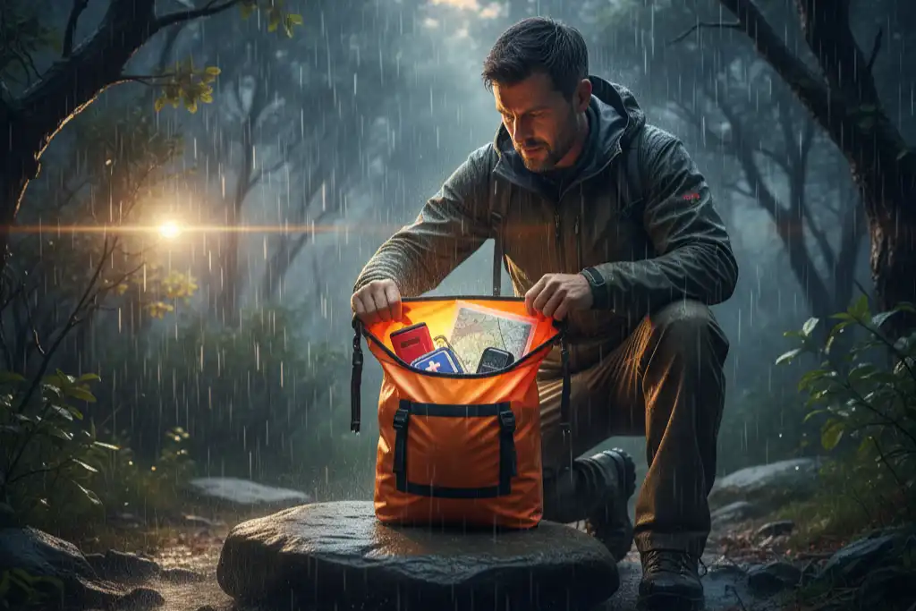 How to use a waterproof bag for emergency purposes in the wild