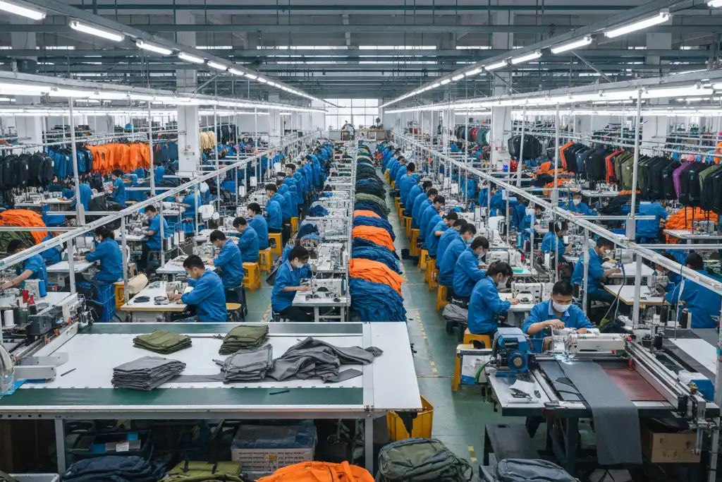 Where are most backpacks produced