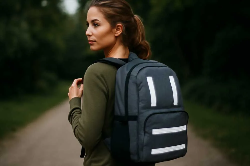 Estilo y funcionalidad para una bolsa de exterior con elementos reflectantes de seguridad