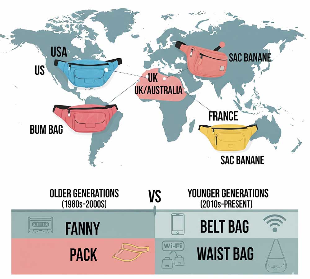 Waist Bag Naming Conventions by Region & Generation