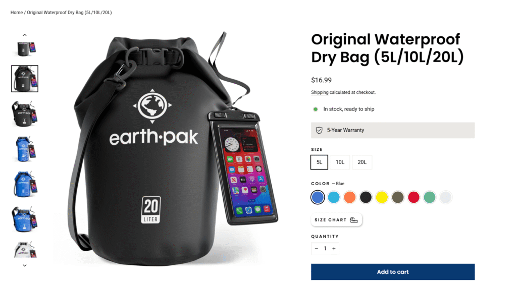 EarthPak Original Waterproof Dry Bag — Best for Water Sports