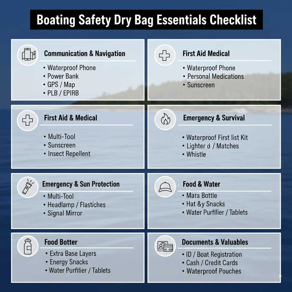 Boating Safety Dry Bag Essentials Checklist
