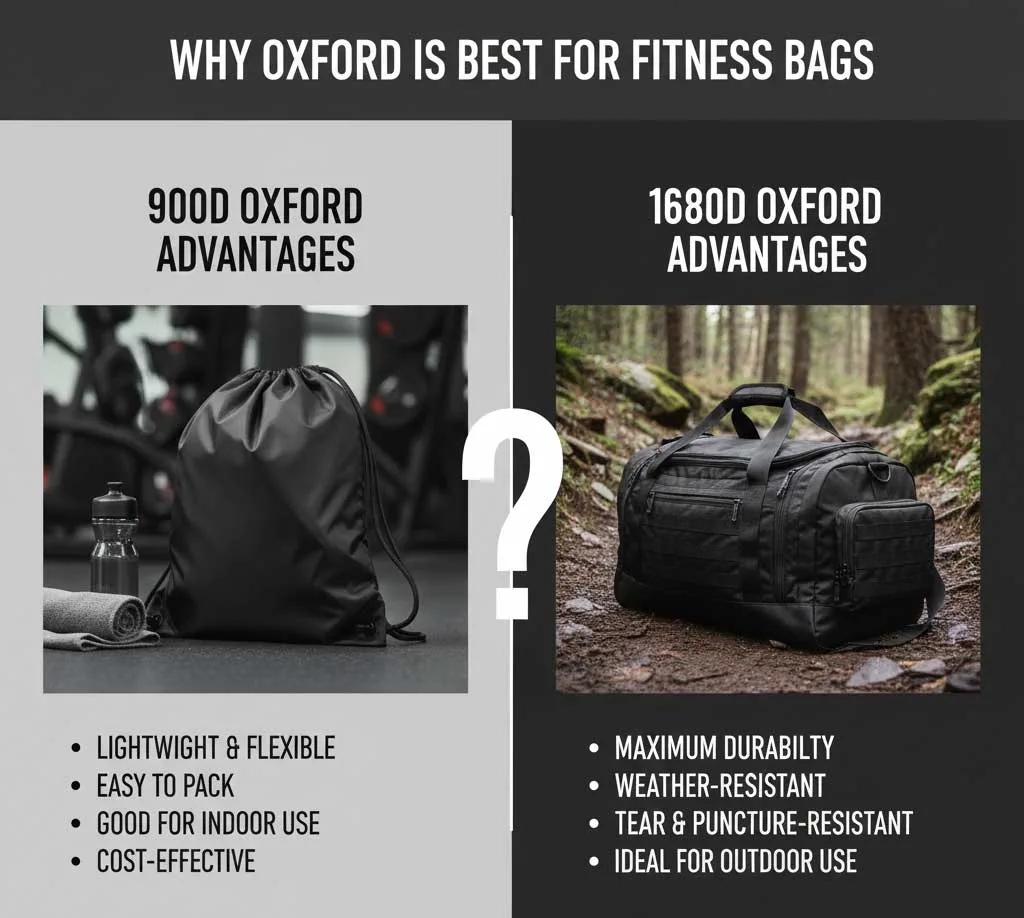 Belangrijkste redenen om te kiezen voor 900D of 1680D Oxford voor je sporttas 3 Waarom 900D/1680D Oxford het beste is voor fitnesstassen