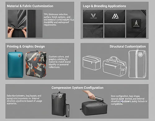 Sacs de compression sous vide pour voyages 15 Personnalisation des sacs de compression sous vide étanches en TPU