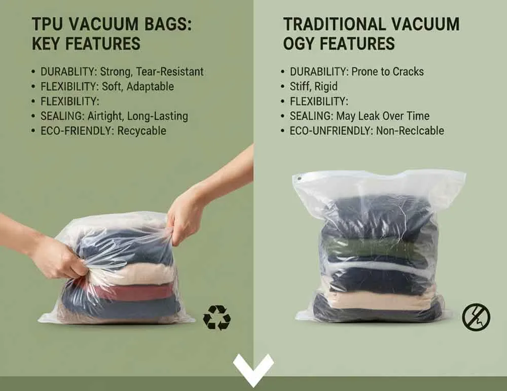 Sacs sous vide en TPU vs sacs traditionnels : avantages et inconvénients 4 Comparatif des sacs de compression sous vide : Caractéristiques principales