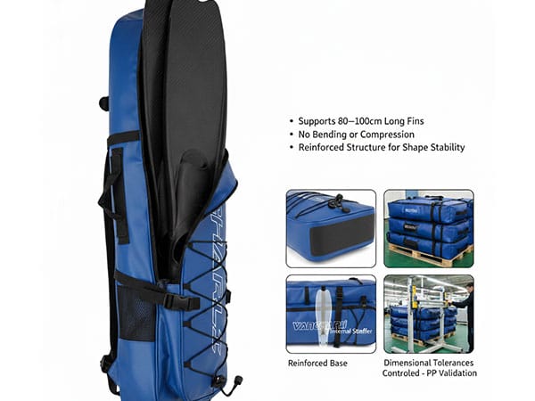spearfishing backpack with Long-Fin-Compatible-Extended-Structure