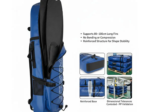 Sac à dos de chasse sous-marine avec structure étendue compatible avec les longues palmes