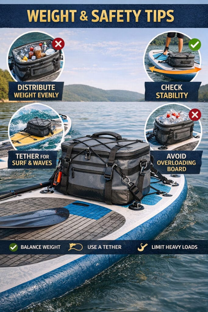 Cooler bag Weight & Safety Tips for paddle board