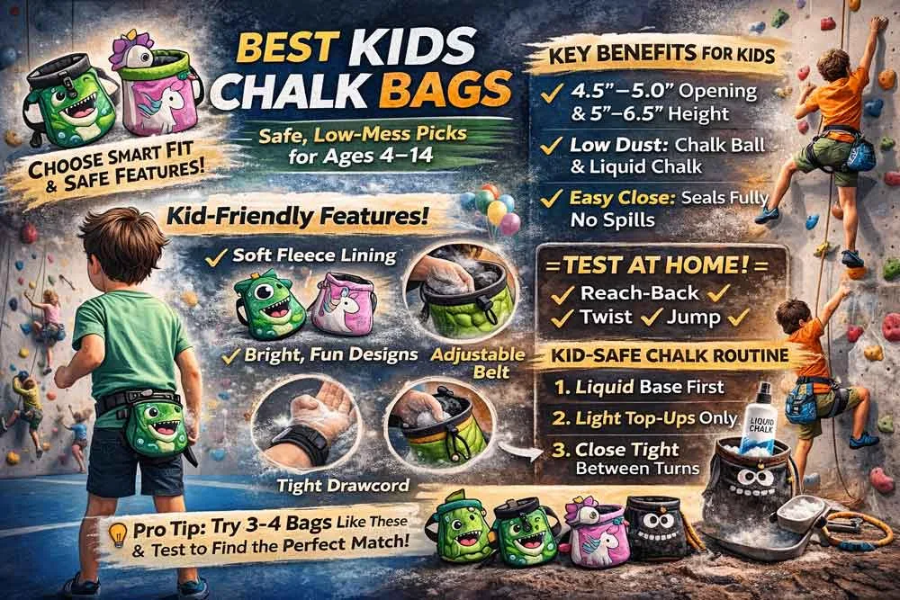 Las mejores bolsas de magnesio para niños: opciones seguras y a prueba de derrames para jóvenes escaladores. Guía definitiva: Las mejores bolsas de magnesio para niños: seguras y a prueba de derrames