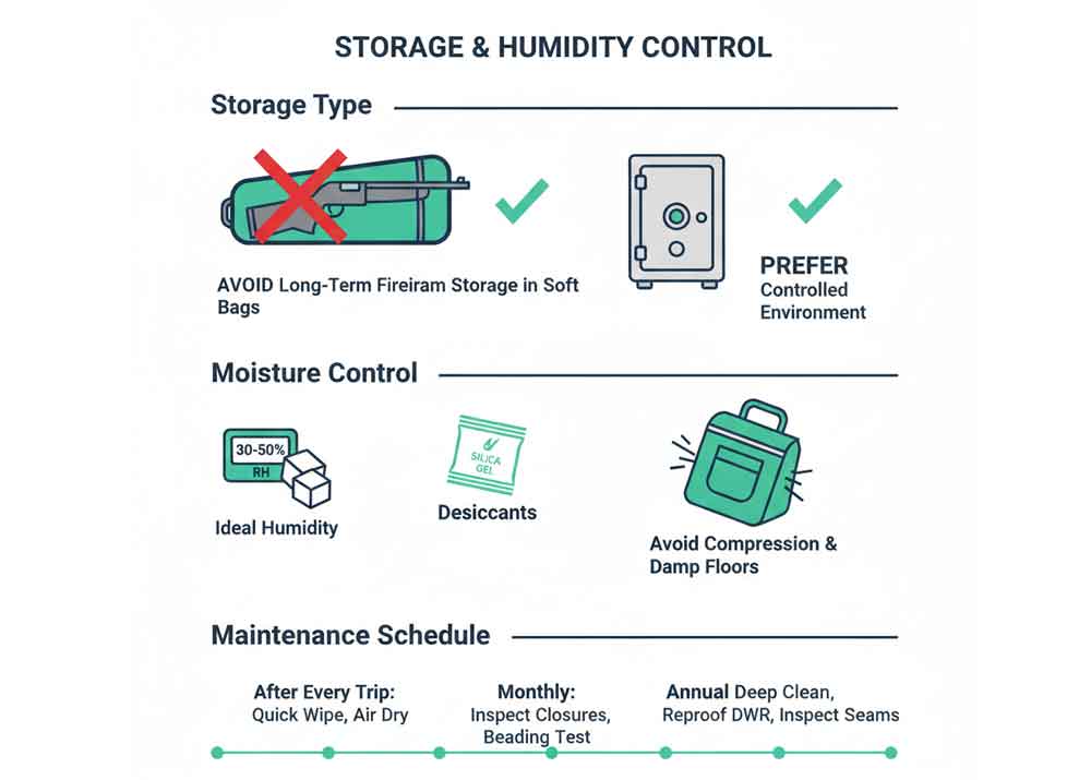 Complete Waterproof Gun Bag Maintenance Checklist 6 Storage and humidity control