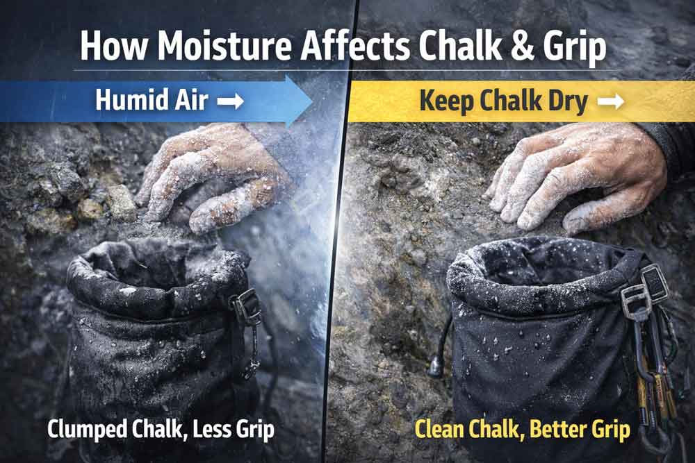 How moisture affects chalk and grip