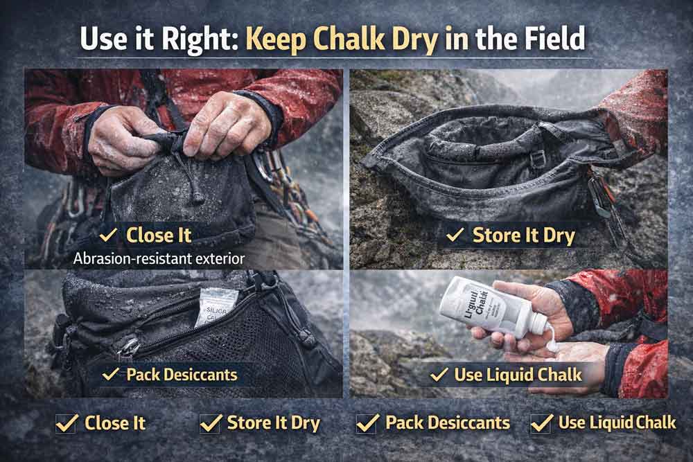 Use it right: keep chalk dry in the field