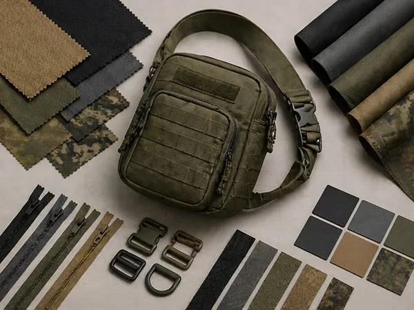 Bolsas Transversais Táticas 9 Personalização de materiais e tecidos