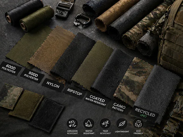 Personalização de materiais e tecidos para bolsas táticas de ombro
