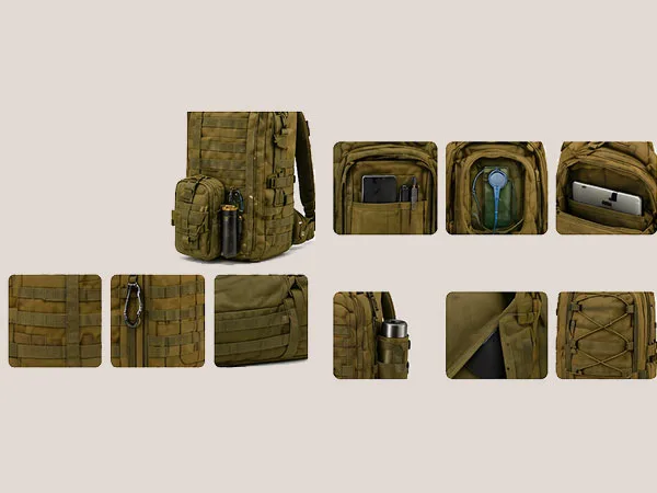 Poches, système MOLLE et agencement fonctionnel