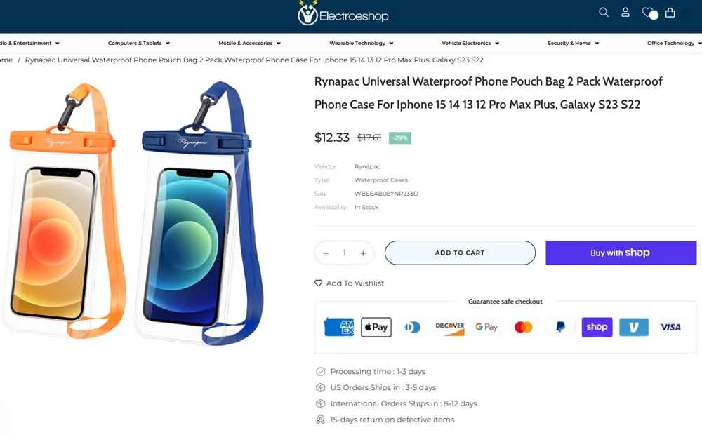 Rynapac Universeel Waterdicht Telefoonhoesje