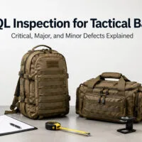 Inspección AQL para bolsas tácticas: explicación de defectos críticos, mayores y menores.