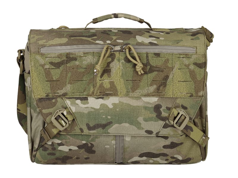 Concealed carry messenger bag with discreet tactical storage layout