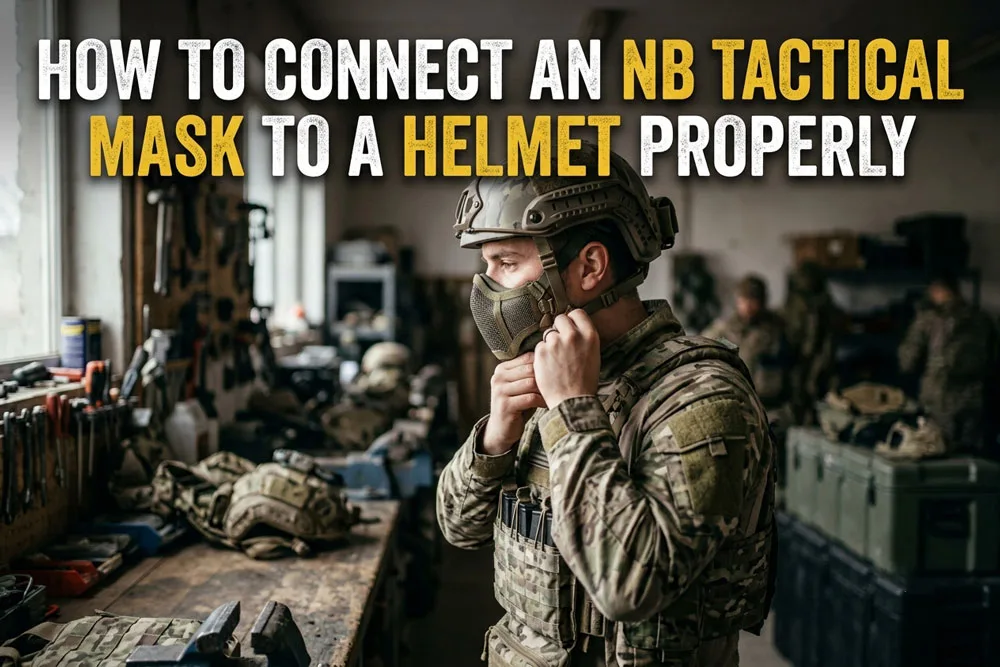 Hoe bevestig je een NB Tactical-masker correct aan een helm? 2 Hoe bevestig je een NB Tactical-masker correct aan een helm?