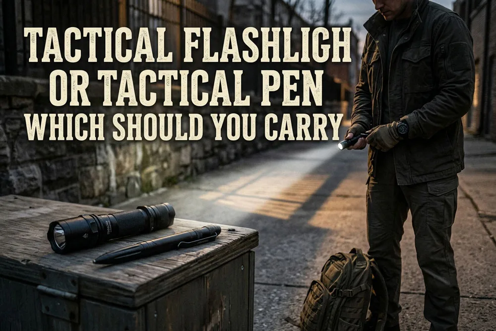 Tactische zaklamp of tactische pen: welke moet je meenemen? Een tactische zaklamp of een tactische pen: welke moet je meenemen?
