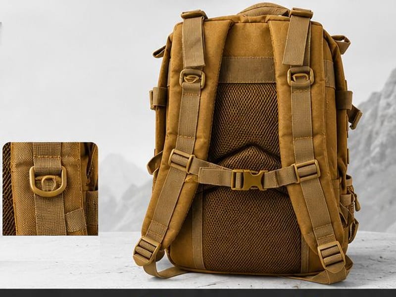 Heavy load carry system on tactical rucksack