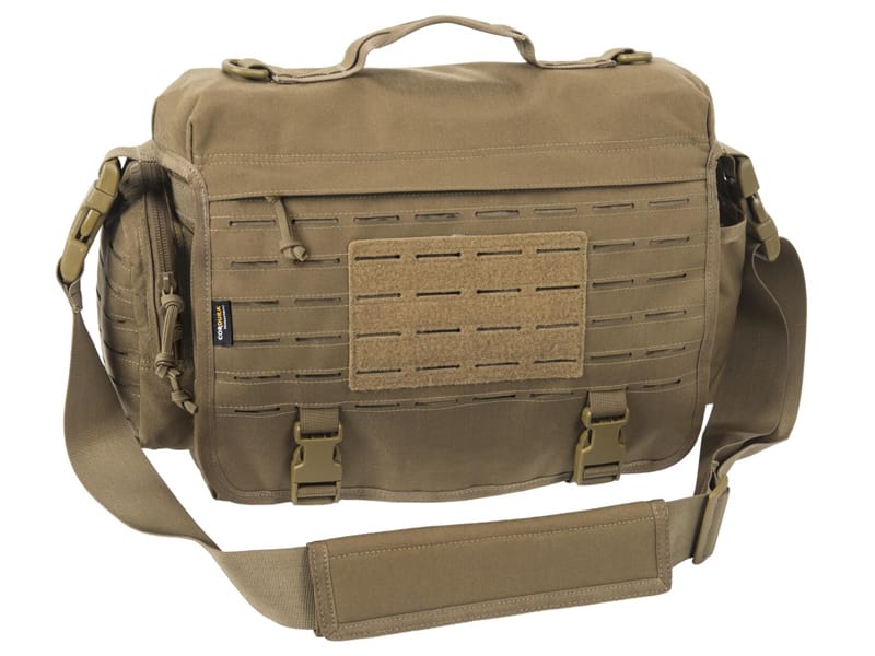 MOLLE tactical messenger bag with modular webbing attachment