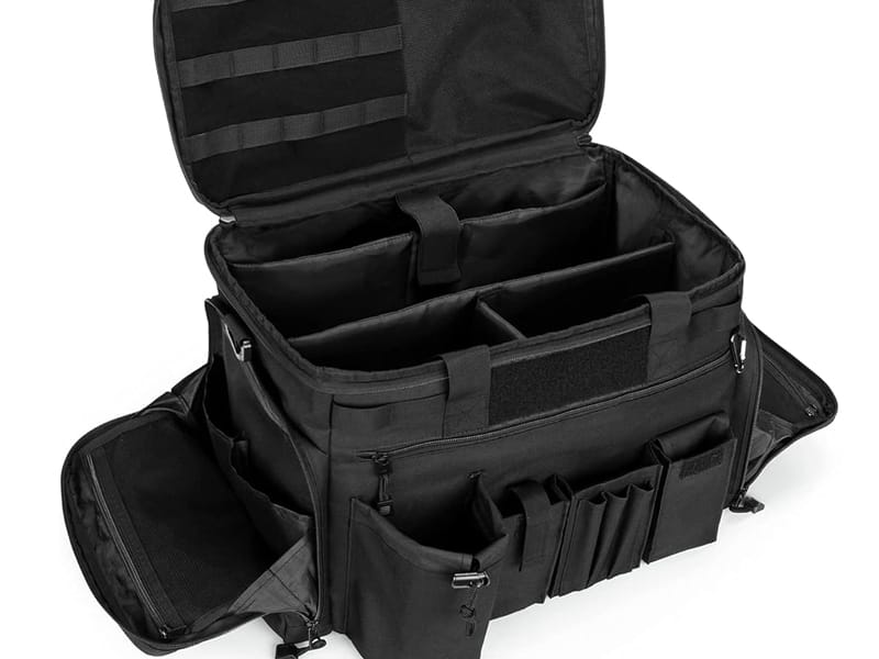Organized duty gear storage in tactical patrol bag