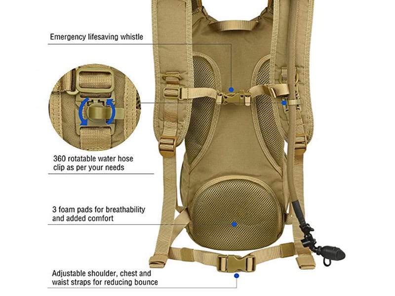 Tactical Hydration Packs 10 Ventilated back panel for comfortable hydration pack carrying