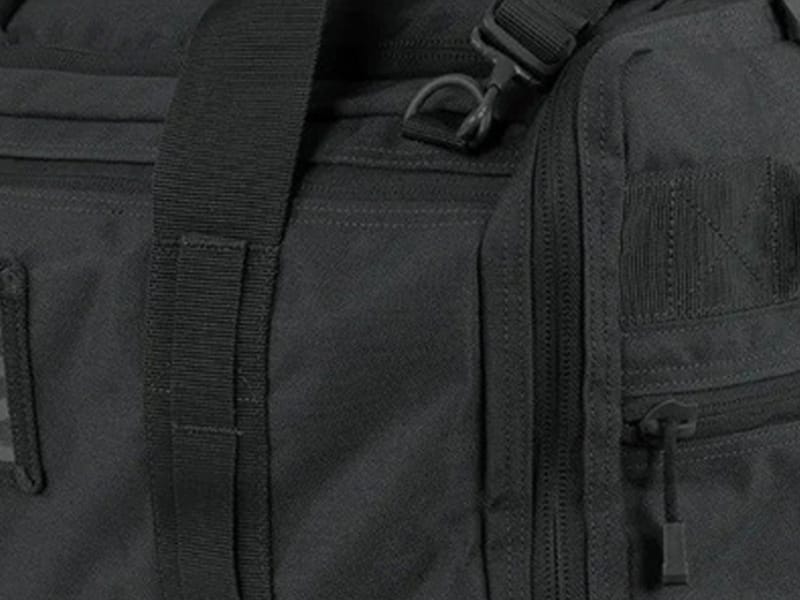 Deployment-ready construction with reinforced stitching and rugged hardware
