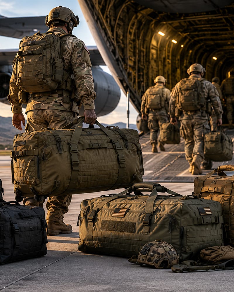 Tactical deployment bag real use scenarios for military security training and logistics