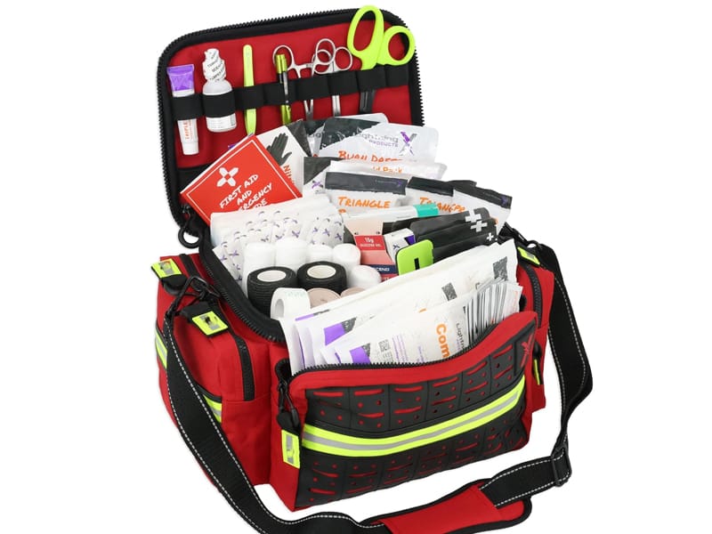 Trauma response bag for organized critical medical supplies