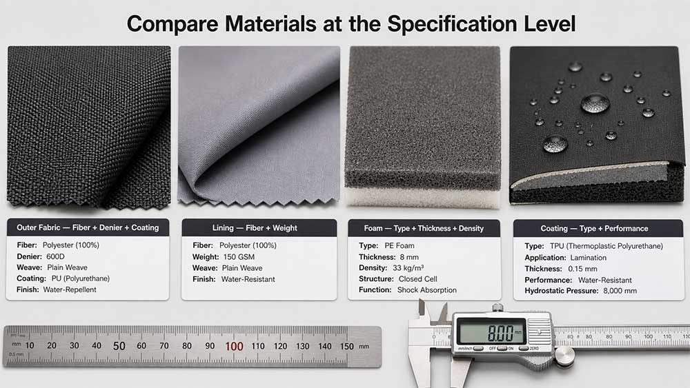 How to Compare Laptop Bag Quotations from Different Suppliers 5 Compare Materials at the Specification Level