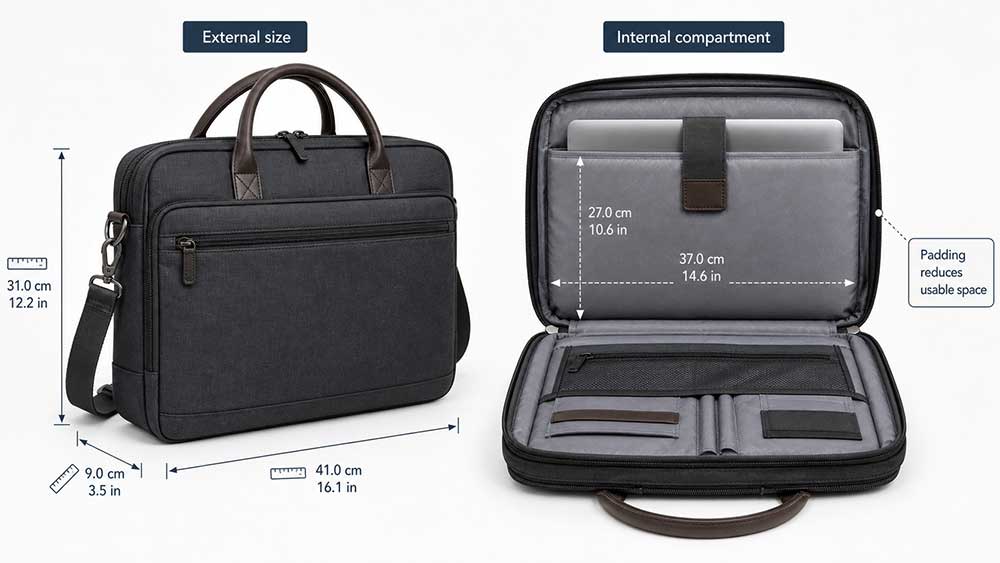 13-Inch vs 15.6-Inch vs 17-Inch Laptop Bag Size Guide 5 Internal vs External Laptop Bag Dimensions